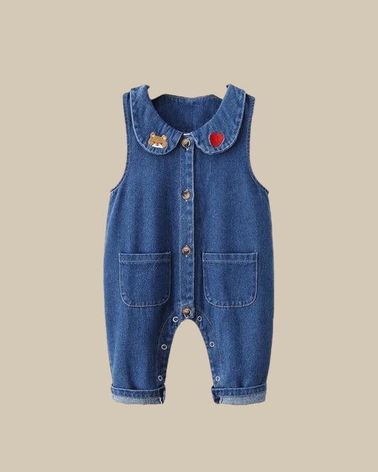 Bear Denim Romper - Les Pas De Bébé