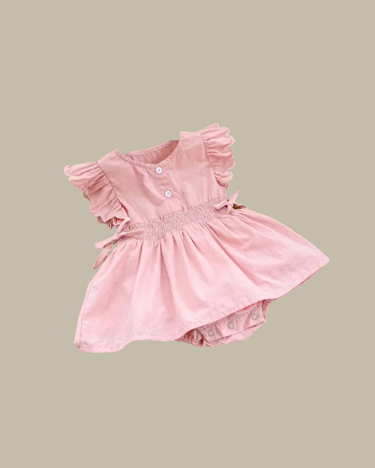 Cotton Pink Romper - Les Pas De Bébé