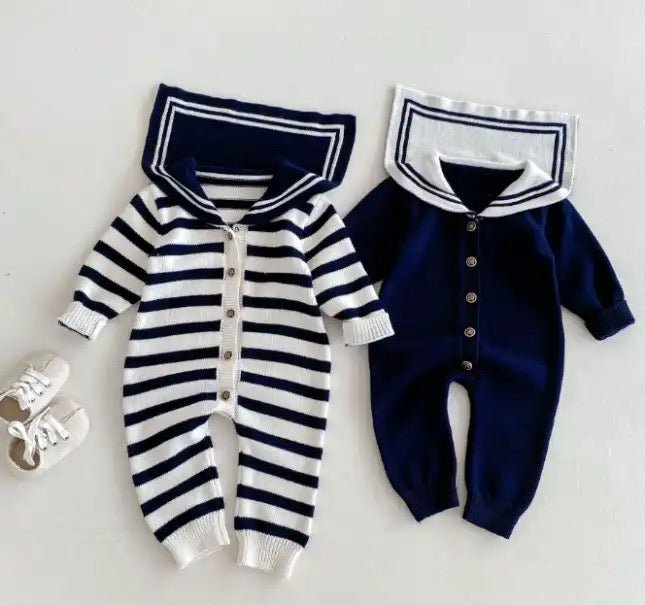 Little Navy Onesie - Les Pas De Bébé