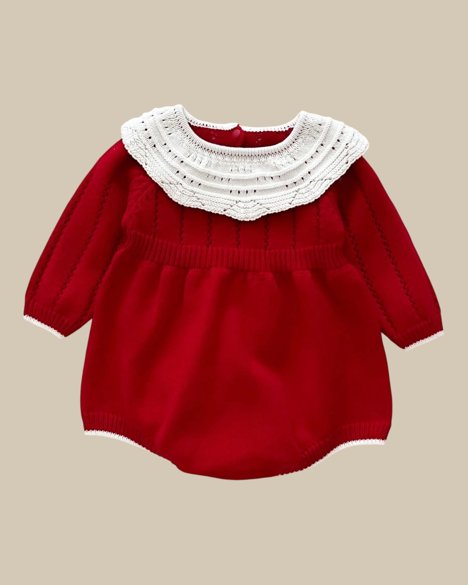 Red knitted Romper - Les Pas De Bébé